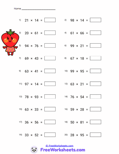 Quick Products Worksheet