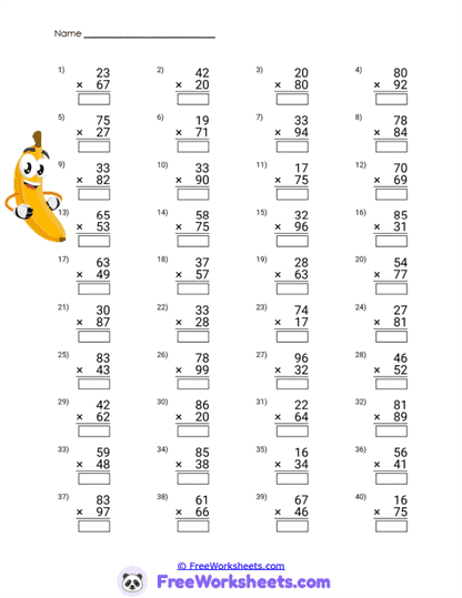 Banana Boxes Worksheet