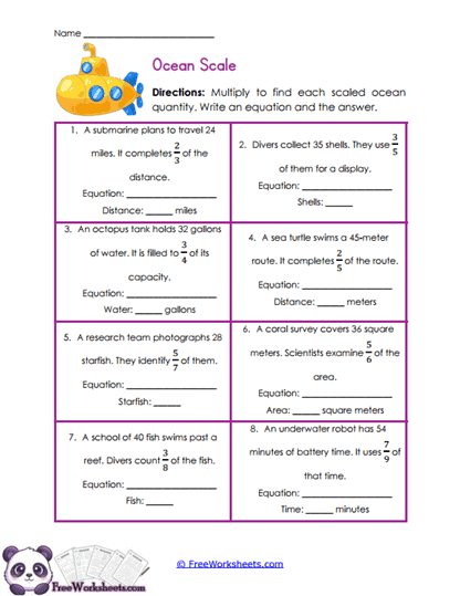 Ocean Scaling Worksheet