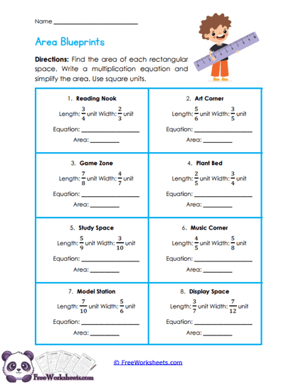 Fraction Areas Worksheet