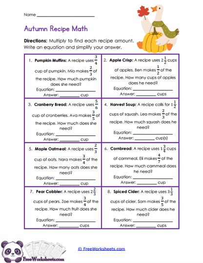 Recipe Portions Worksheet