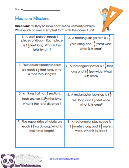 Measurement Products Worksheet