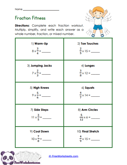 Fraction Workout Worksheet