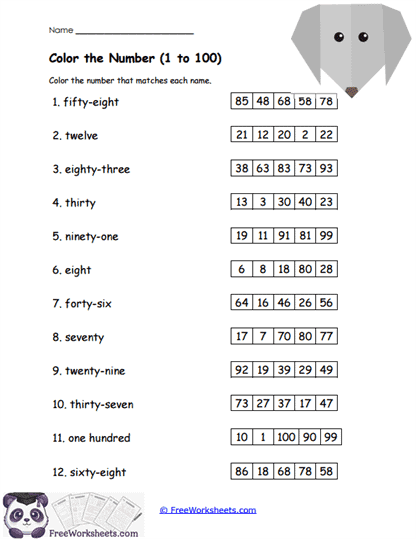 Color the Number Worksheet