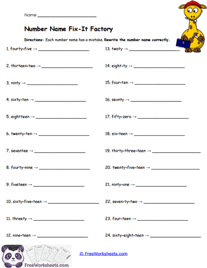 Fix-It Factory Worksheet