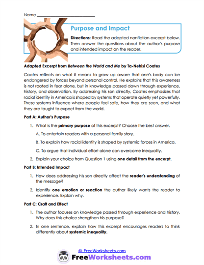 Purpose and Impact Worksheet