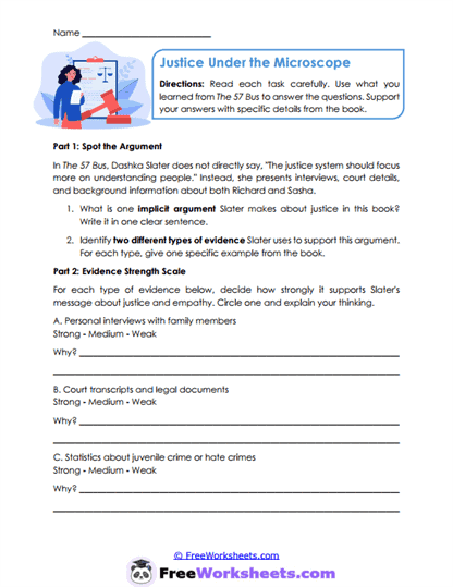Justice Evidence Worksheet