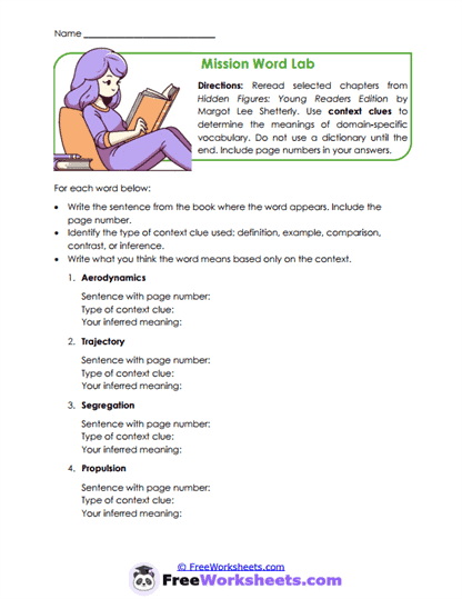 Mission Word Lab Worksheet