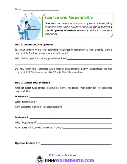 Science Accountability Worksheet