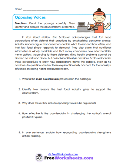 Opposing Voices Worksheet