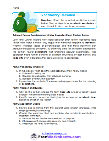 Vocabulary Decoded Worksheet