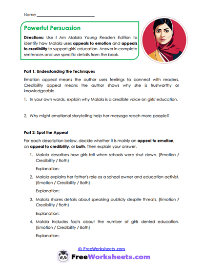 Persuasive Appeals Worksheet