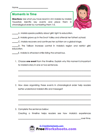 Moments in Time Worksheet