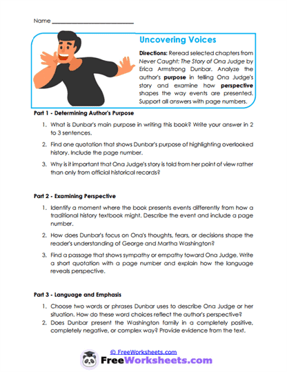 Uncovering Voices Worksheet