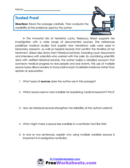 Trusted Proof Worksheet