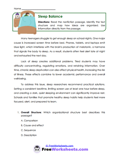 Sleep Balance Worksheet