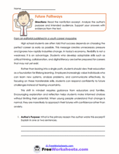 Future Pathways Text Future Pathways Worksheet - FreeWorksheets.Com