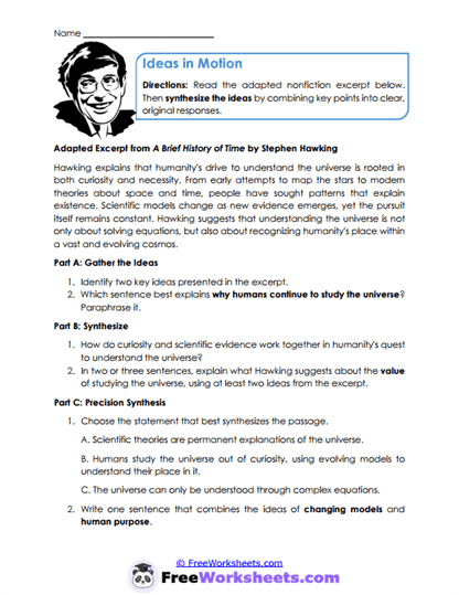 Ideas in Motion Worksheet