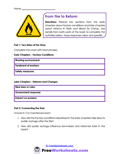Reform Connections Worksheet