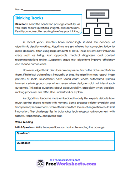 Thinking Tracks Worksheet