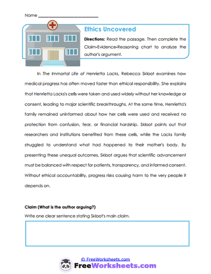 Ethics Uncovered Worksheet