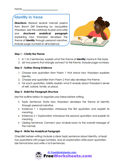 Identity in Verse Worksheet