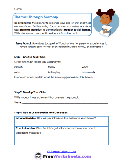 Theme Planning Worksheet