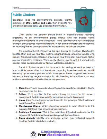 Public Choices Worksheet