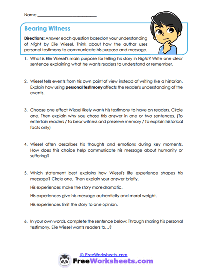 Bearing Witness Worksheet