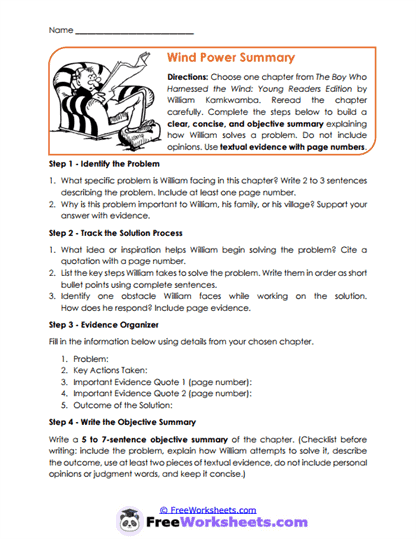 Wind Power Summary Worksheet