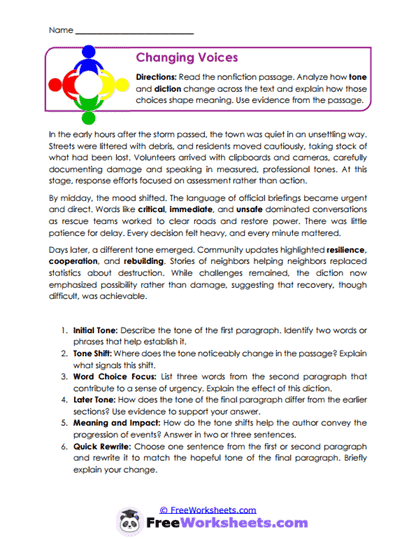 Changing Voices Worksheet