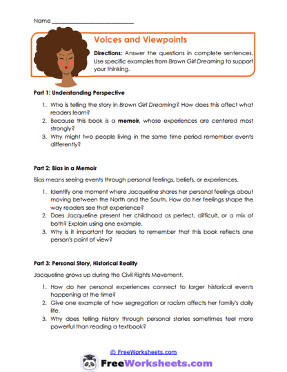 Perspective Voices Worksheet