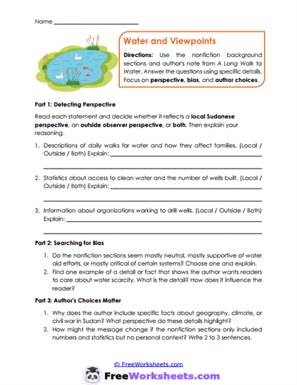 Perspective Search Worksheet