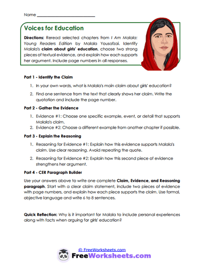 Voices for Education Worksheet