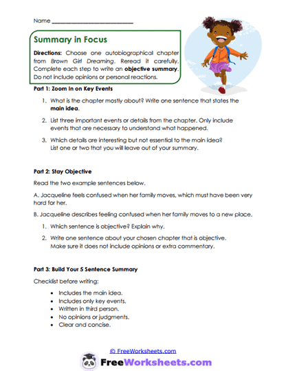 Summary Builder Worksheet