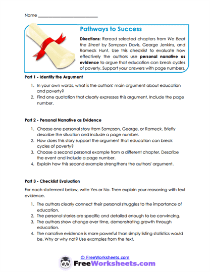 Pathways to Success Worksheet