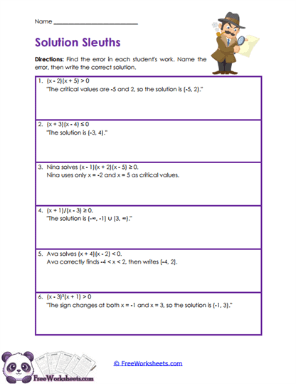 Error Sleuths Worksheet