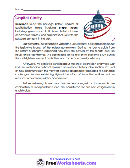 Capital Corrections Worksheet