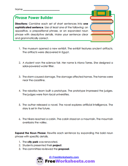 Phrase Expansion Worksheet