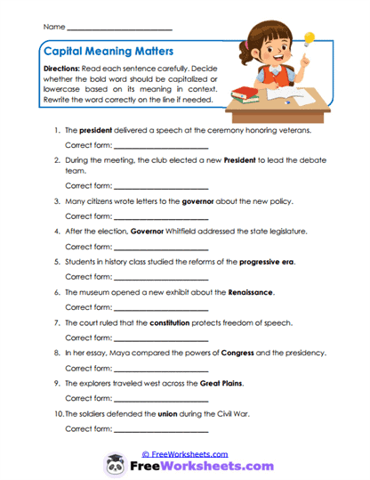 Capital Decisions Worksheet