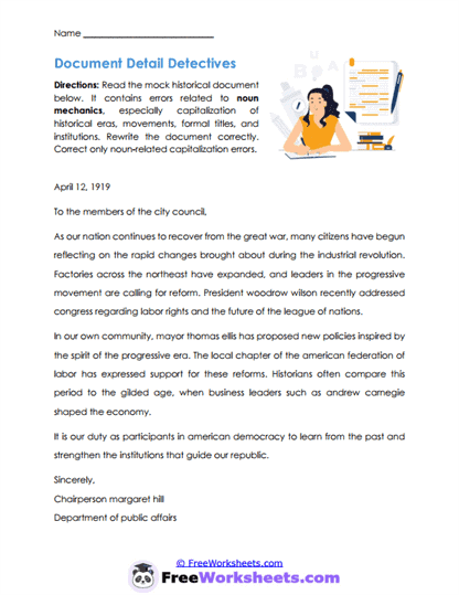 Document Editing Worksheet