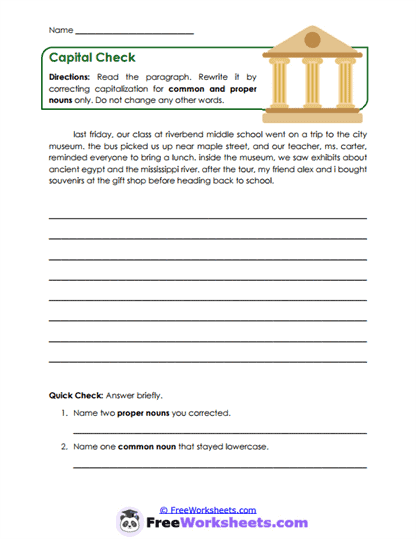 Capitalization Review Worksheet