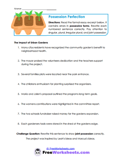 Ownership Fixes Worksheet