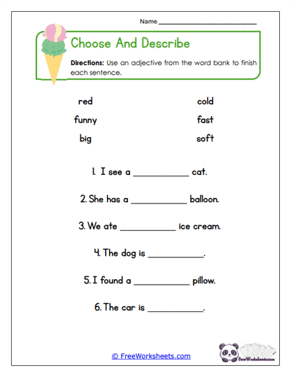 Choose and Describe Worksheet
