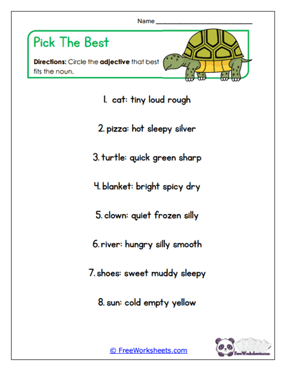 Grade 1 Nouns and Adjectives Worksheet Collection