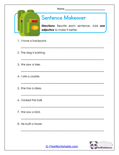 Sentence Makeover Worksheet