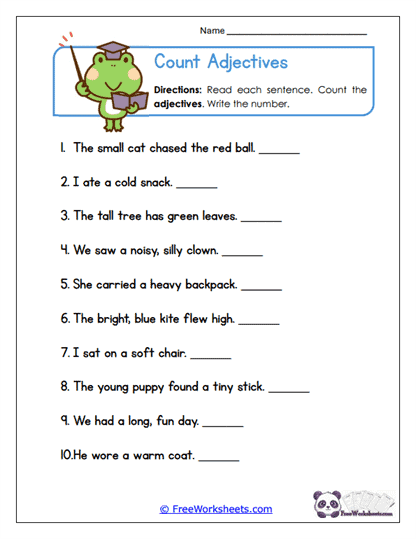 Count Adjectives Worksheet