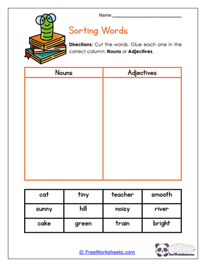 Sorting Words Worksheet
