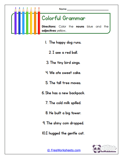 Colorful Grammar Worksheet