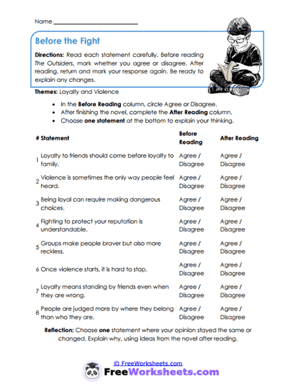 Before the Fight Worksheet